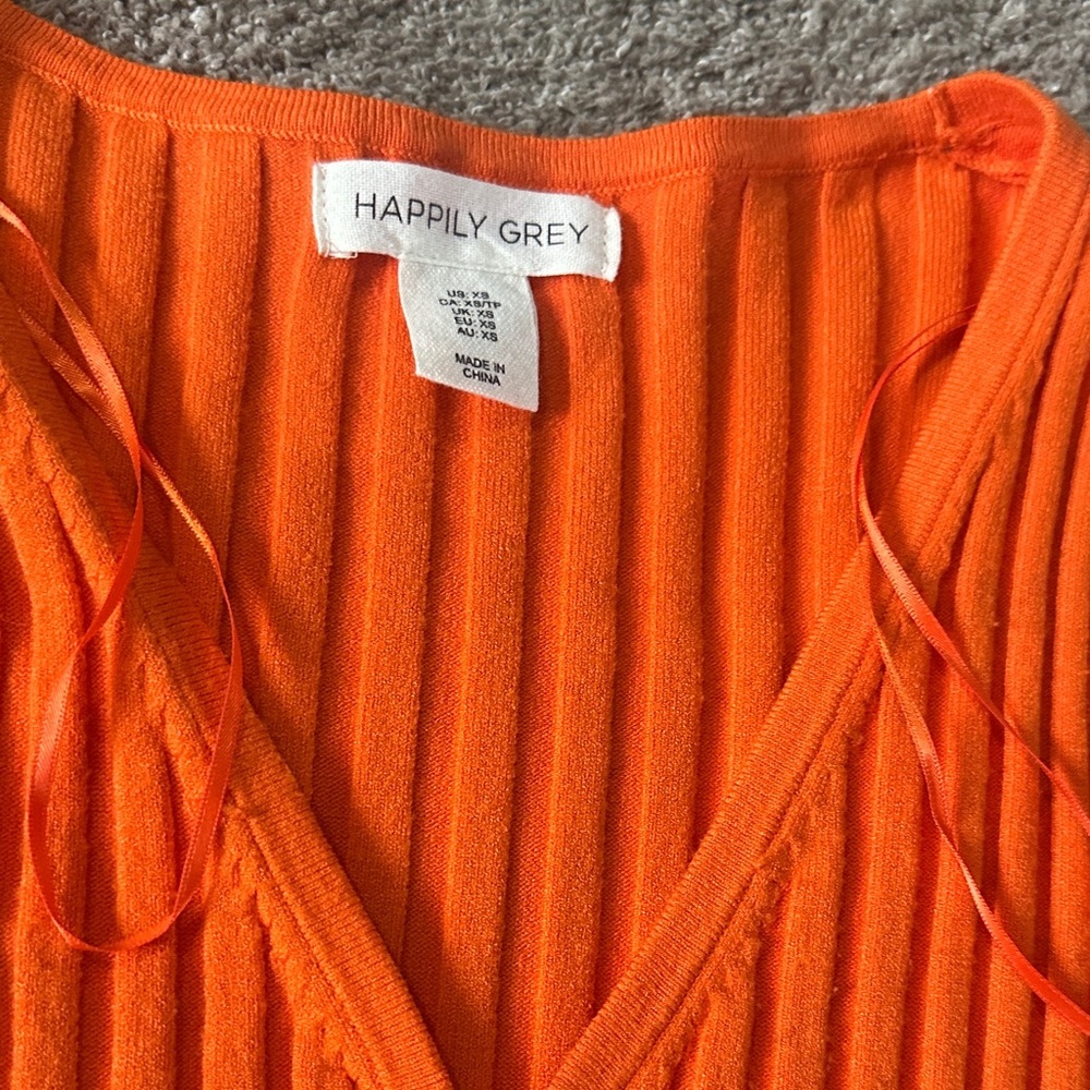Orange Ribbed cropped top - Picture 3 of 5